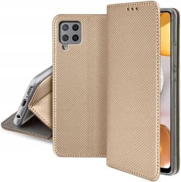 shumee Ovitek za Samsung Galaxy A42 5G Magnetni ovitek za pametno knjigo zlat + steklo