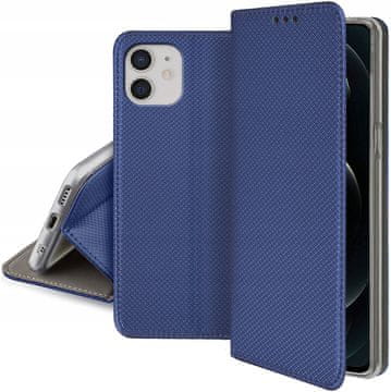 shumee Ovitek za Apple iPhone 12/12 PRO pametni magnetni ovitek, temno moder + steklo
