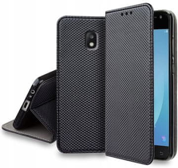shumee Ovitek za Samsung Galaxy J3 2017 s pametnim magnetnim zapiranjem, črn + steklo