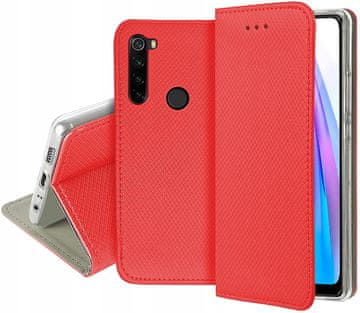 shumee Ovitek za Xiaomi Redmi Note 8T pametni magnetni ovitek za knjige rdeč + steklo