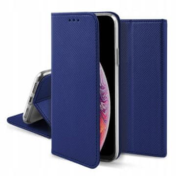 shumee Ovitek za Samsung Galaxy S21 Ultra z magnetom Smart Book, temno moder + steklo