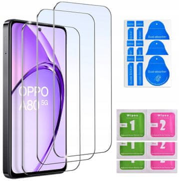 shumee 3x kaljeno steklo za zaščitno folijo za zaslon Oppo A80 5G 9H, komplet 3 kosov