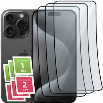 shumee 3x polno hibridno steklo za Apple iPhone 15 PRO za celoten zaslon keramična 9D