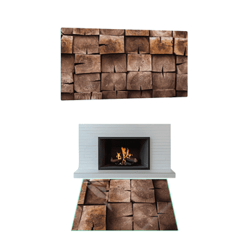 shumee Steklena peč za kamin iz kaljenega stekla, dimenzije 52x35 cm z grafiko polen