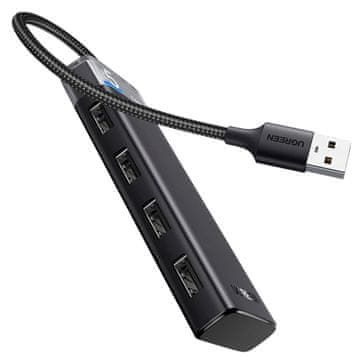 Ugreen Ugreen CM653 HUB s 4 USB-A priključki in USB-A napajalnim kablom - črne barve
