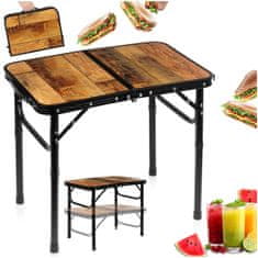 Artemis Zložljiva kamping miza, raztegljiva kamping miza, vrtna miza, 2 v 1, 60x40 cm