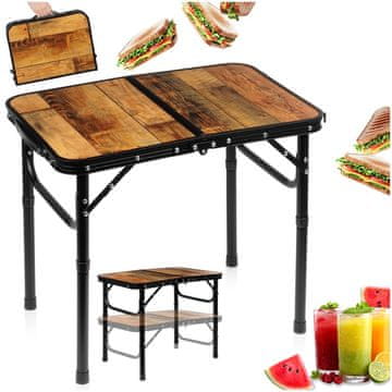 Artemis Zložljiva kamping miza, raztegljiva kamping miza, vrtna miza, 2 v 1, 60x40 cm