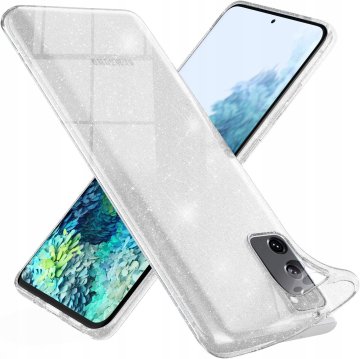 shumee Silikonski ovitek z bleščečo zadnjo stranjo za Samsung Galaxy S20 FE + steklo