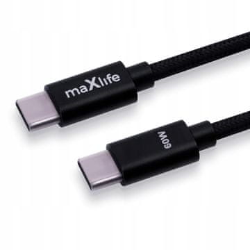 shumee Kabel USB tipa C - USB tipa C 1,0 m 60 W Mega hiter močan črn najlonski kabel
