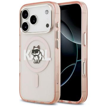 Karl Lagerfeld Ovitek Karl Lagerfeld IML Choupette Sketch Logo MagSafe za iPhone 17 Pro roza