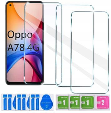 shumee 3x kaljeno steklo za zaščitno folijo za zaslon Oppo A78 4G 9H komplet 3 kosov