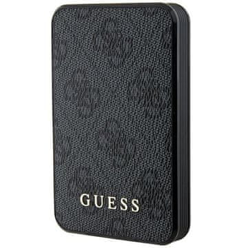 Guess Prenosna baterija Guess 15W 5000mAh 4G, usnjena, kovinska, z logotipom, črna