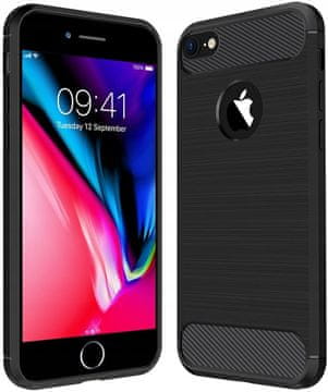 shumee Ovitek za Apple iPhone 7 8 SE, oklepljen, karbonski, črn, karbonski + steklo