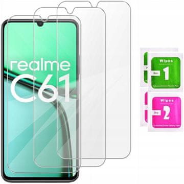 shumee 3x kaljeno steklo za Realme C61 - zaščitno steklo za zaslon 2.5D, 9H 3-PAKET