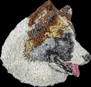Artdog Islandski ovčar - našitek v obliki psa, vezeni našitek, edinstvena dekoracija nahrbtnika znamke Art-Dog