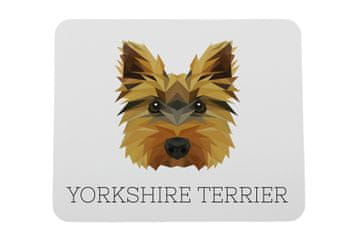 Yorkshire terier, York, York, Yorkie - geometrijska podloga za miško s fotografijo in napisom
