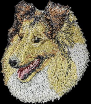 Rough Collie - našitek v obliki psa, vezeni našitek, edinstvena dekoracija nahrbtnika znamke
