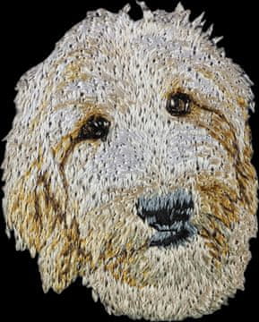 Artdog Goldendoodle - našitek v obliki psa, vezeni našitek, edinstvena dekoracija nahrbtnika znamke Art-Dog