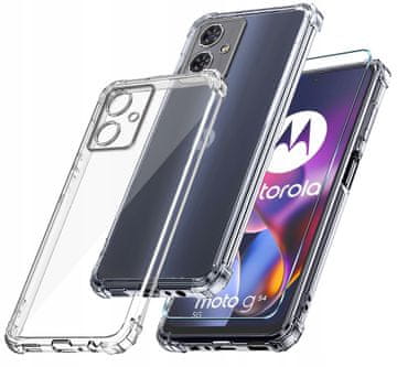 shumee Ovitek za Motorola Moto G54 5G/Power Edition, prozoren, odporen proti udarcem + zaščitno steklo 9H