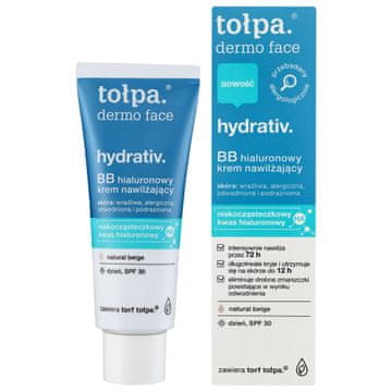 shumee Tołpa Dermo Face Hydrativ vlažilna dnevna krema s hialuronsko kislino BB SPF30 - naravna bež 40 ml