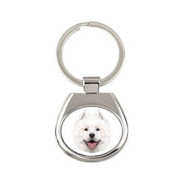 Samojed, Samojed, Samojedskaja - geometrijski obesek za ključe s fotografijo in napisom