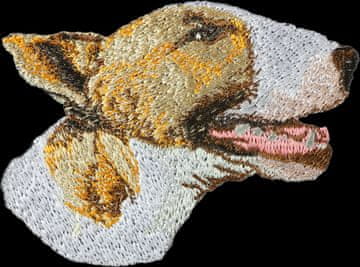 Artdog Bull terier - našitek v obliki psa, vezen našitek, edinstven okras za nahrbtnik znamke Art-Dog