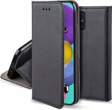 shumee Ovitek z zavihkom za pametno knjigo Samsung Galaxy A51 z magnetnim ovojem, črne barve + steklo