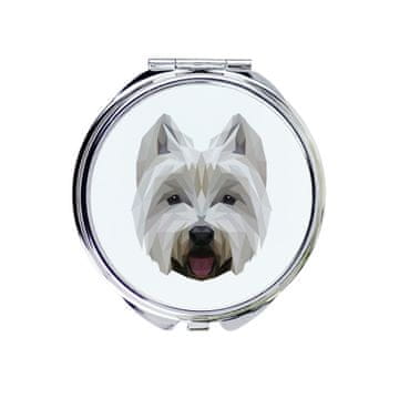 Zahodnovišavski beli terier, westie - ogledalo s fotografijo in geometrijskim napisom