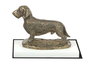 Artdog Žlatodlaki jazbečar - kipec psa, figurica na belem podstavku, pokal za pasjo razstavo Art-Dog