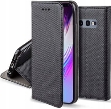 shumee Ovitek z zavihkom za pametno knjigo Samsung Galaxy S10E, magnetni ovitek, črne barve + steklo