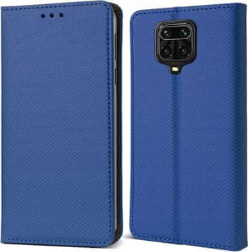 shumee Ovitek za Xiaomi Redmi Note 9S / 9 PRO pametni magnetni ovitek za knjige temno moder + steklo