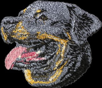 Artdog Rotvajler - našitek v obliki psa, vezen našitek, edinstven okras za nahrbtnik znamke Art-Dog