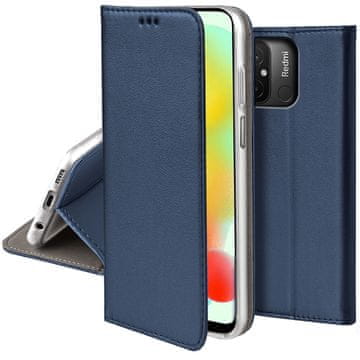 shumee Ovitek za pametni magnetni ovitek za knjigo Xiaomi Redmi 12C/Redmi 11a, temno moder + steklo