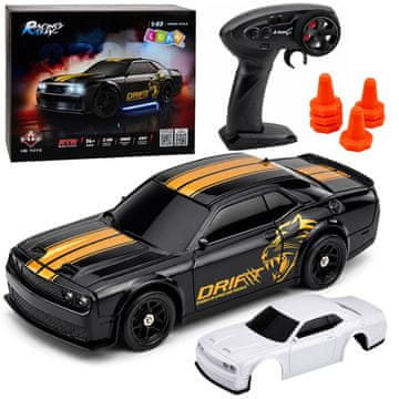 slomart RC športni avto za drift s snemljivo karoserijo 4WD črn 1:43