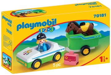 Playmobil Avtomobil s konjsko prikolico 70181 - Playmobil 1.2.3.