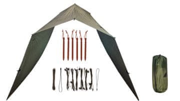 shumee Bushmen easy Tarp 4x4 zelena ponjava 4x4,4m, 26 zank s priborom