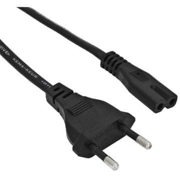 Akyga Akyga AK-RD-02A napajalni kabel za prenosnik, 2-pinski, osem-vtični, IEC C7 CEE 7/16, 3 m, EU vtič