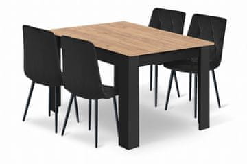shumee Komplet mize NP 120x80cm Craft Black + 4 črni stoli libra