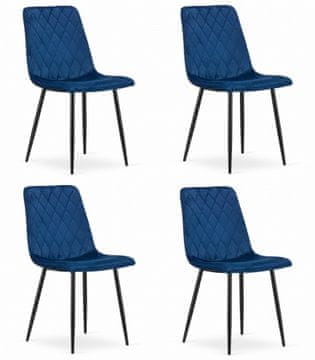 shumee Torinski stol - temno moder žamet x 4