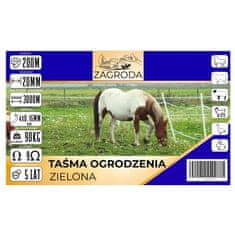 shumee Električni trak za ovčarsko ograjo 20 mm x 200 m, UV odporen, zelen, 4-žilni, 0,16 mm, za ogrado