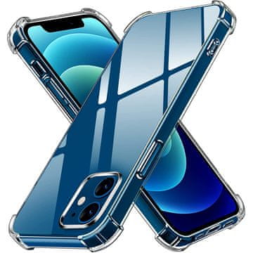 shumee Oklepni ovitek za Apple iPhone 12 Pro, prozoren, odporen proti udarcem + zaščitno steklo 9H