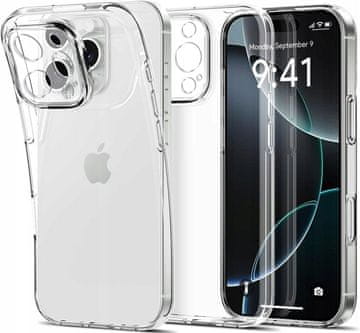 shumee Tanek ovitek za iPhone 16 Pro, prozoren ovitek, prozorna zadnja stran + zaščitno steklo