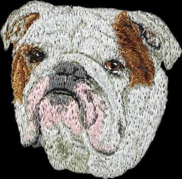 Artdog Bulldog - našitek v obliki psa, vezen našitek, edinstven okras za nahrbtnik znamke Art-Dog