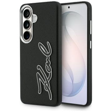 Karl Lagerfeld Ovitek iz kovinske smole Karl Lagerfeld Grained Signature za Samsung Galaxy S26 črne barve