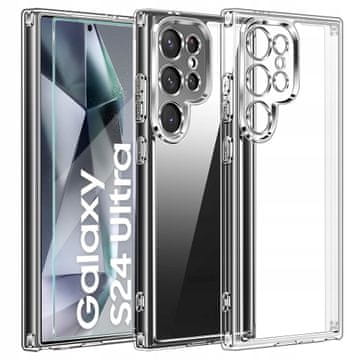 shumee Tanek ovitek za Samsung Galaxy S24, ultra prozoren ovitek, prozorna hrbtna stran + steklo