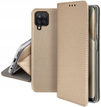 shumee Ovitek za Samsung Galaxy A12 | Pametni magnetni ovitek in denarnica M12 zlata + 9H steklo