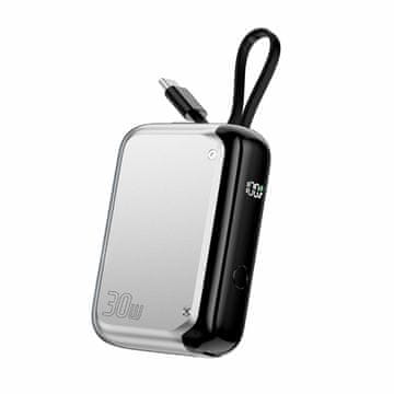 4smarts 4smarts žepna prenosna baterija 10000mAh 30W z vgrajenim USB-C kablom 15 cm srebrne barve