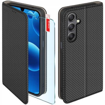 shumee Ovitek za Samsung Galaxy A26 5G pametni magnetni ovitek z zapiranjem, denarnica + steklo
