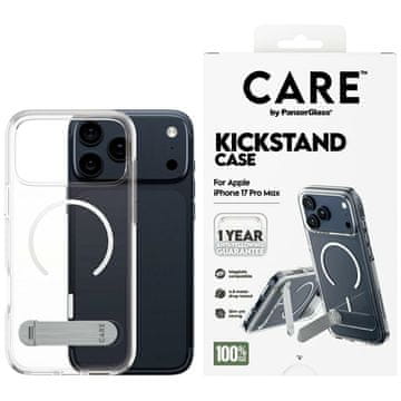 PanzerGlass Ovitek Care znamke PanzerGlass Feature s stojalom MagSafe za iPhone 17 Pro Max, prozoren