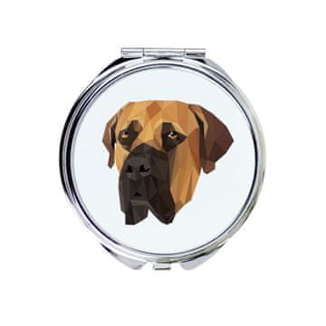 Boerboel, južnoafriški mastif - ogledalo s fotografijo in geometrijskim napisom